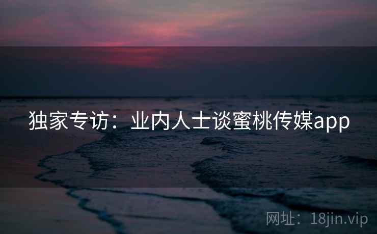 独家专访：业内人士谈蜜桃传媒app